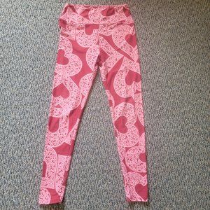 OS LuLaRoe Soft Stretchy Leggings Red Pink Heart Leggings One Size